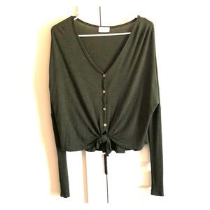 Hunter green button down with tie long sleeve